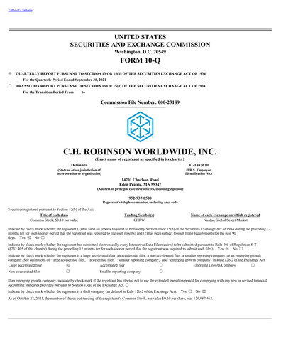 Vorschaubild C. H. Robinson Quartalsbericht 2021-q3