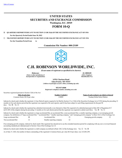 Vorschaubild C. H. Robinson Quartalsbericht 2022-q2