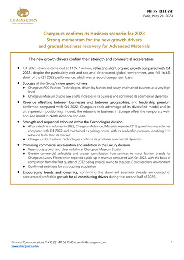 Vorschaubild Chargeurs Quartalsbericht 2023-q1