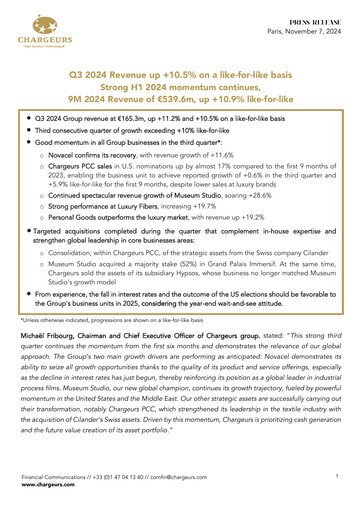 Vorschaubild Chargeurs Quartalsbericht 2024-q3