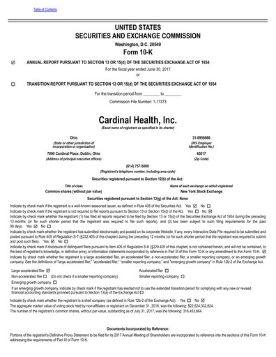 Miniature Cardinal Health Rapport annuel 2017