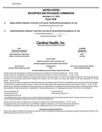 Miniature Cardinal Health Rapport annuel 2019