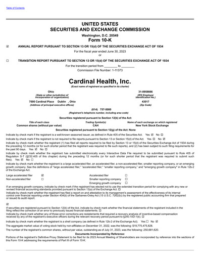 Miniature Cardinal Health Rapport annuel 2023