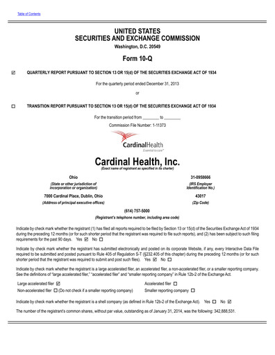 Vorschaubild Cardinal Health Quartalsbericht 2014-q2