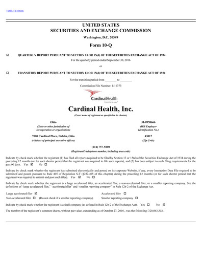 Vorschaubild Cardinal Health Quartalsbericht 2017-q1