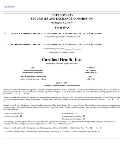 Vorschaubild Cardinal Health Quartalsbericht 2019-q1