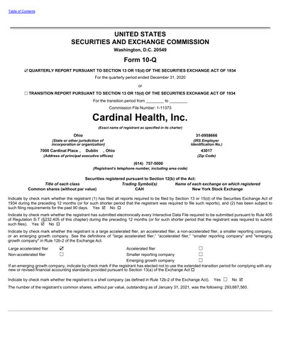 Vorschaubild Cardinal Health Quartalsbericht 2021-q2