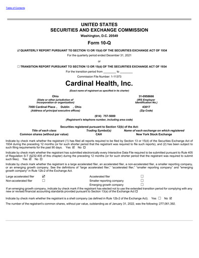 Vorschaubild Cardinal Health Quartalsbericht 2022-q2