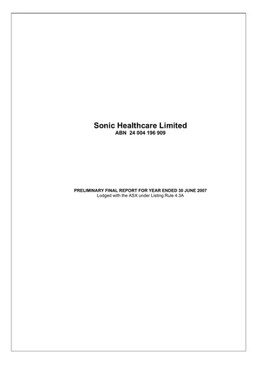 Thumbnail Sonic Healthcare Financial Report fy2007
