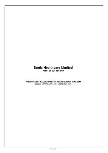 Thumbnail Sonic Healthcare Financial Report fy2011