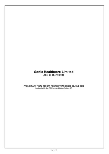 Thumbnail Sonic Healthcare Financial Report fy2018