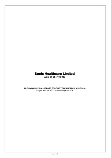 Thumbnail Sonic Healthcare Financial Report fy2020