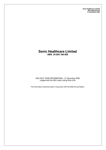 Thumbnail Sonic Healthcare Half-year Report 2006-h1