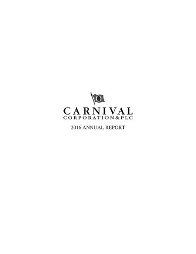 Thumbnail Carnival Corporation Annual Report 2016