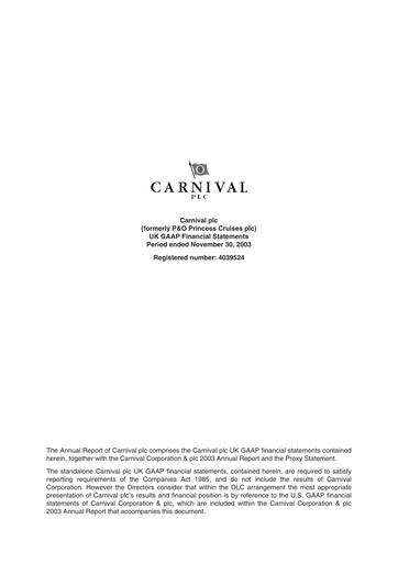 Thumbnail Carnival Corporation Financial Statement 2003