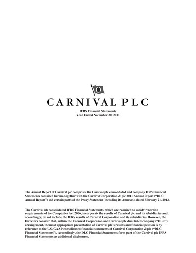 Thumbnail Carnival Corporation Financial Statement 2011