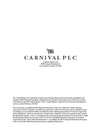 Thumbnail Carnival Corporation Financial Statement 2013