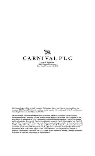 Thumbnail Carnival Corporation Financial Statement 2016