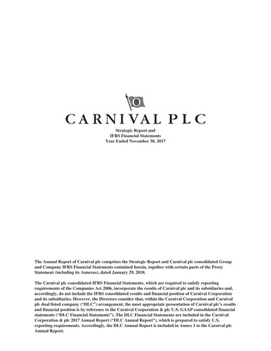 Thumbnail Carnival Corporation Financial Statement 2017
