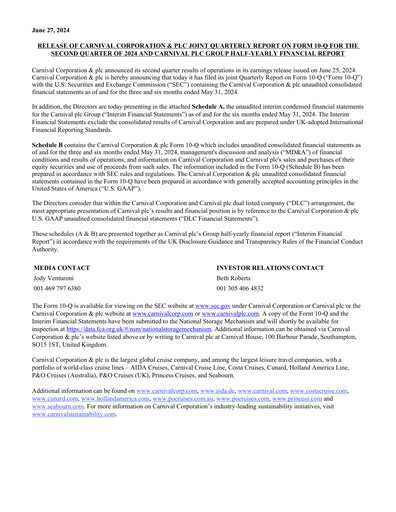 Thumbnail Carnival Corporation Half-year Report 2024-h1