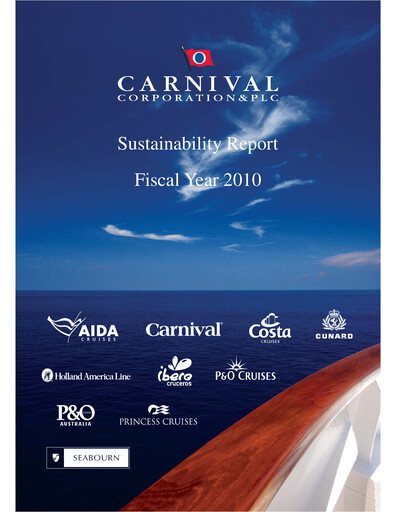 Thumbnail Carnival Corporation Sustainability Report 2010