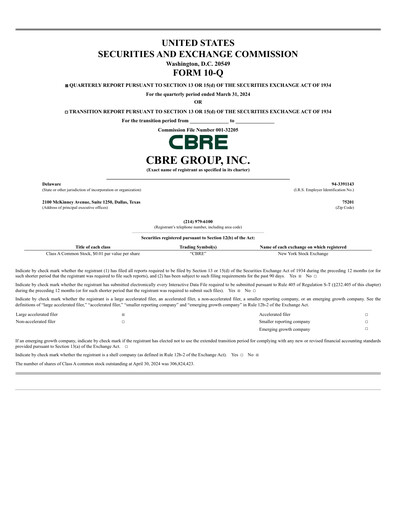 Thumbnail CBRE Group
 Quarterly Report 2024-q1