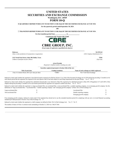 Thumbnail CBRE Group
 Quarterly Report 2024-q3