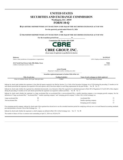Thumbnail CBRE Group
 Quarterly Report 2026-q1