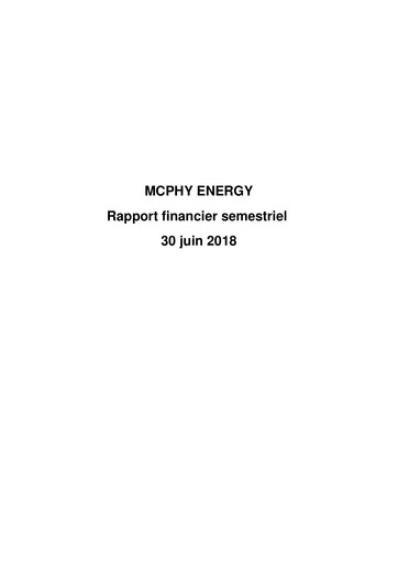 Miniature McPhy Energy Rapport semestriel 2018-h1