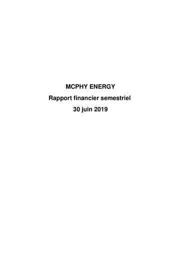 Miniature McPhy Energy Rapport semestriel 2019-h1