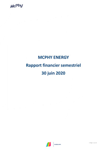 Miniature McPhy Energy Rapport semestriel 2020-h1