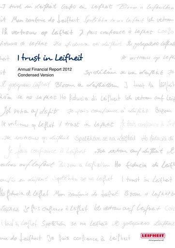 Miniature Leifheit Rapport annuel 2012
