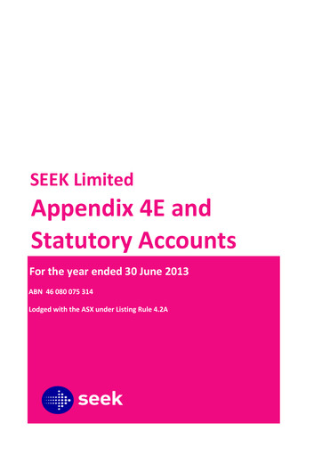 Thumbnail Seek Limited
 Financial Statement 2013