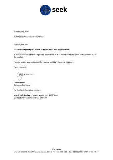 Thumbnail Seek Limited
 Half-year Report 2020-h1