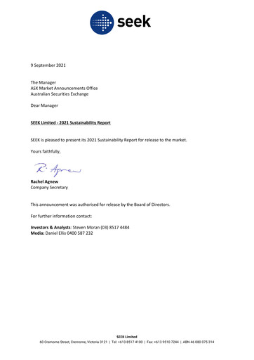 Miniature Seek Limited
 Rapport de durabilité 2021