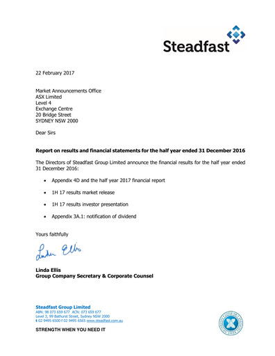 Thumbnail Steadfast Group  Half-year Report 2017-h1