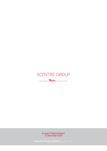 Miniature Scentre Group Rapport annuel 2018