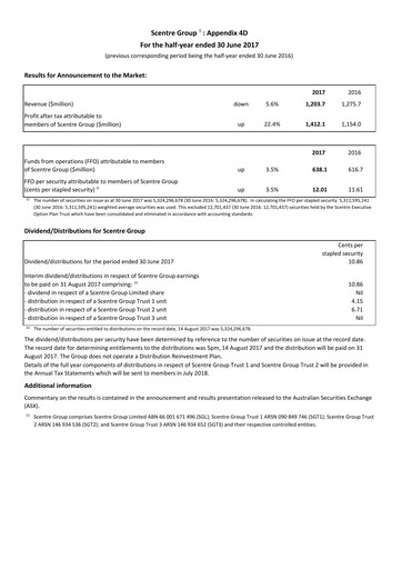 Thumbnail Scentre Group Half-year Report 2017-h1