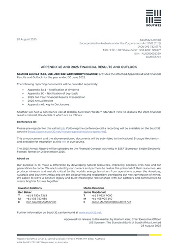 Thumbnail South32 Financial Statement 2025