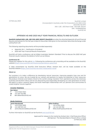 Thumbnail South32 Half-year Report 2025-h1