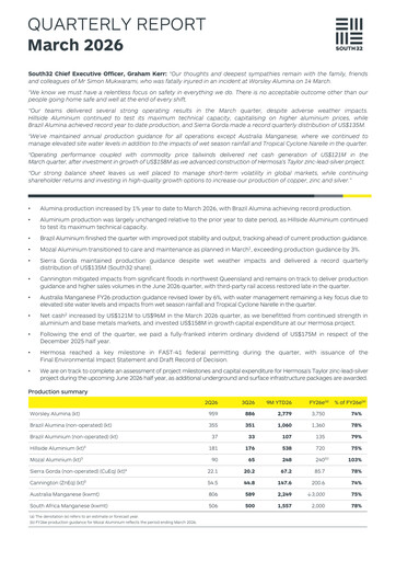 Thumbnail South32 Quarterly Report 2026-q3