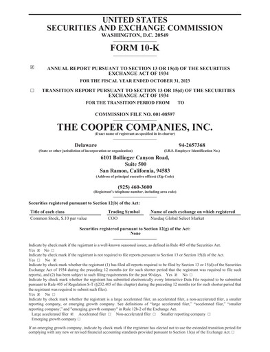 Thumbnail Cooper Companies Annual Report 2023