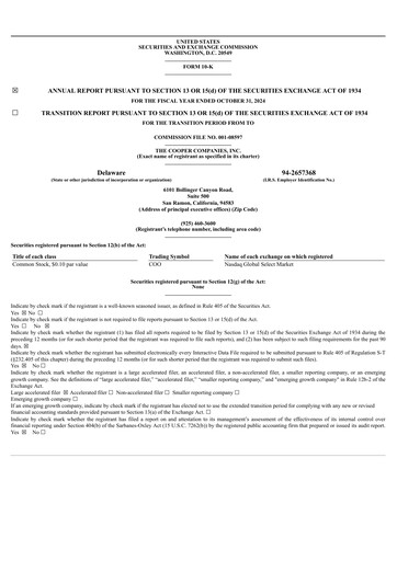 Thumbnail Cooper Companies Annual Report 2024
