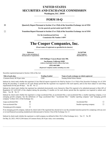 Thumbnail Cooper Companies Quarterly Report 2025-q2