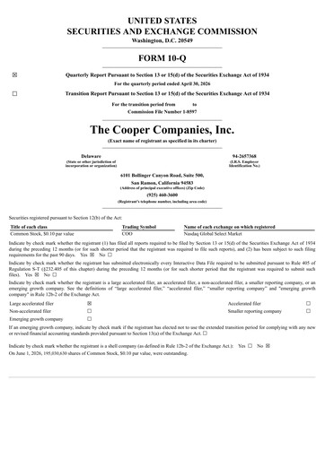 Thumbnail Cooper Companies Quarterly Report 2026-q2