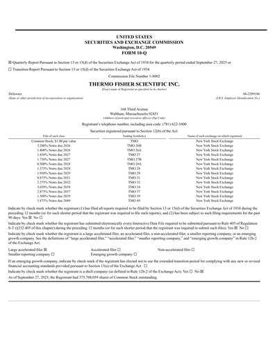 Thumbnail Thermo Fisher Scientific Quarterly Report 2025-q3