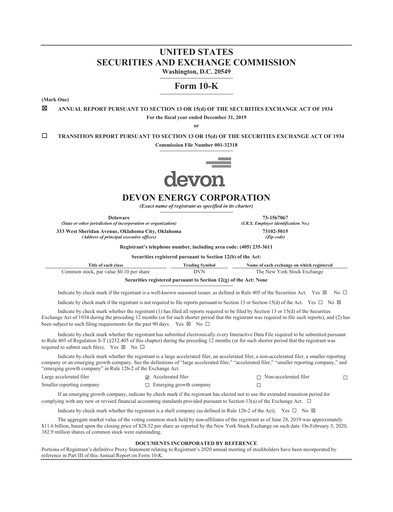 Miniature Devon Energy
 Rapport annuel 2019