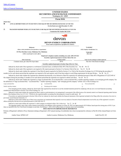 Miniature Devon Energy
 Rapport annuel 2022