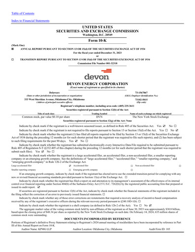 Miniature Devon Energy
 Rapport annuel 2023