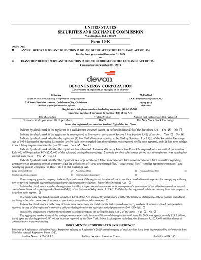 Miniature Devon Energy
 Rapport annuel 2024